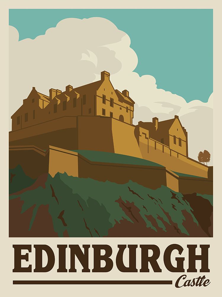 Edinburgh Castle Travel Print art print by Retrodrome for $57.95 CAD