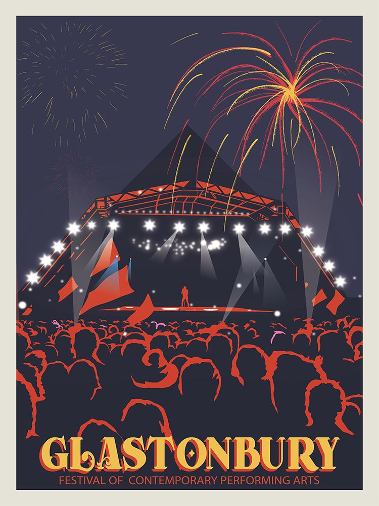 Glastonbury Festival Print art print by Retrodrome for $57.95 CAD