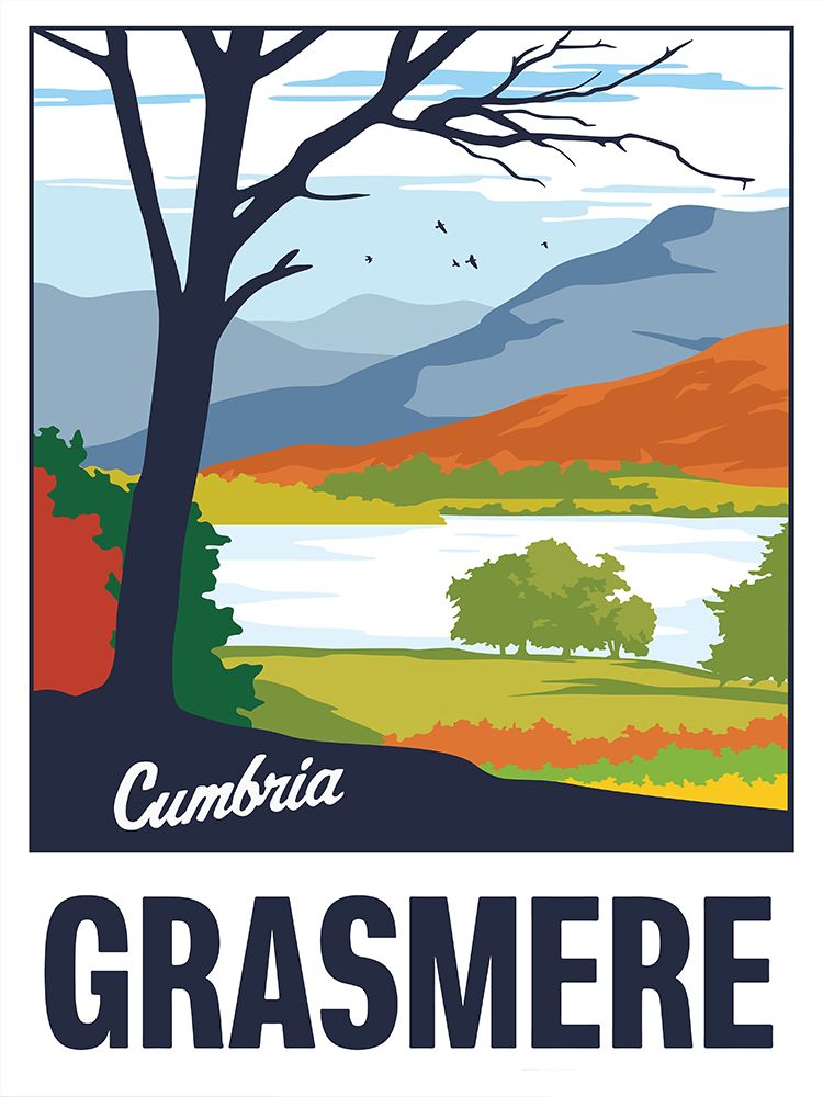 Grasmere Lake District Travel Print art print by Retrodrome for $57.95 CAD