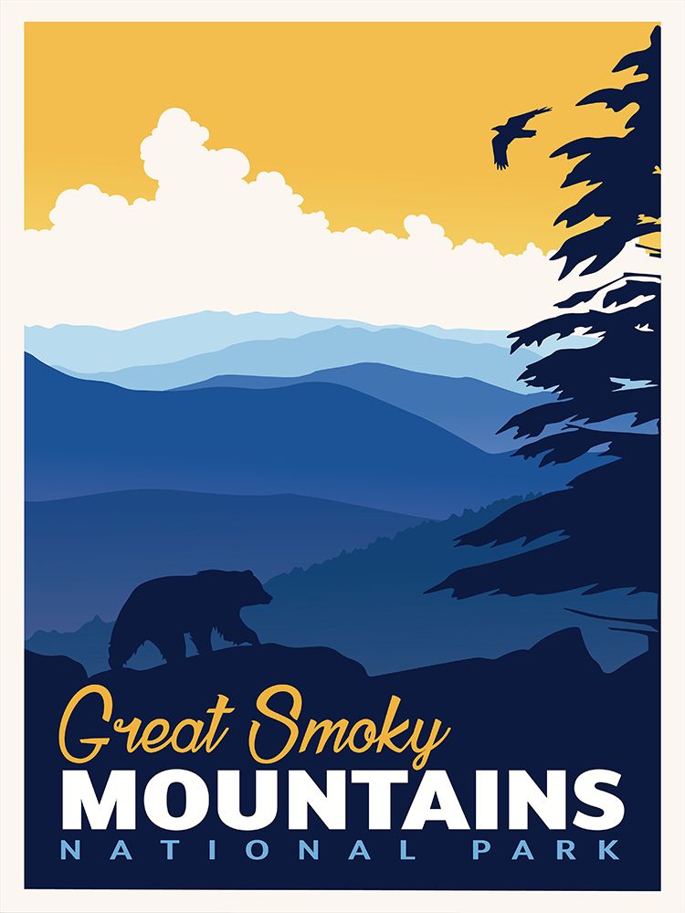 Great Smoky National Park Travel Print art print by Retrodrome for $57.95 CAD