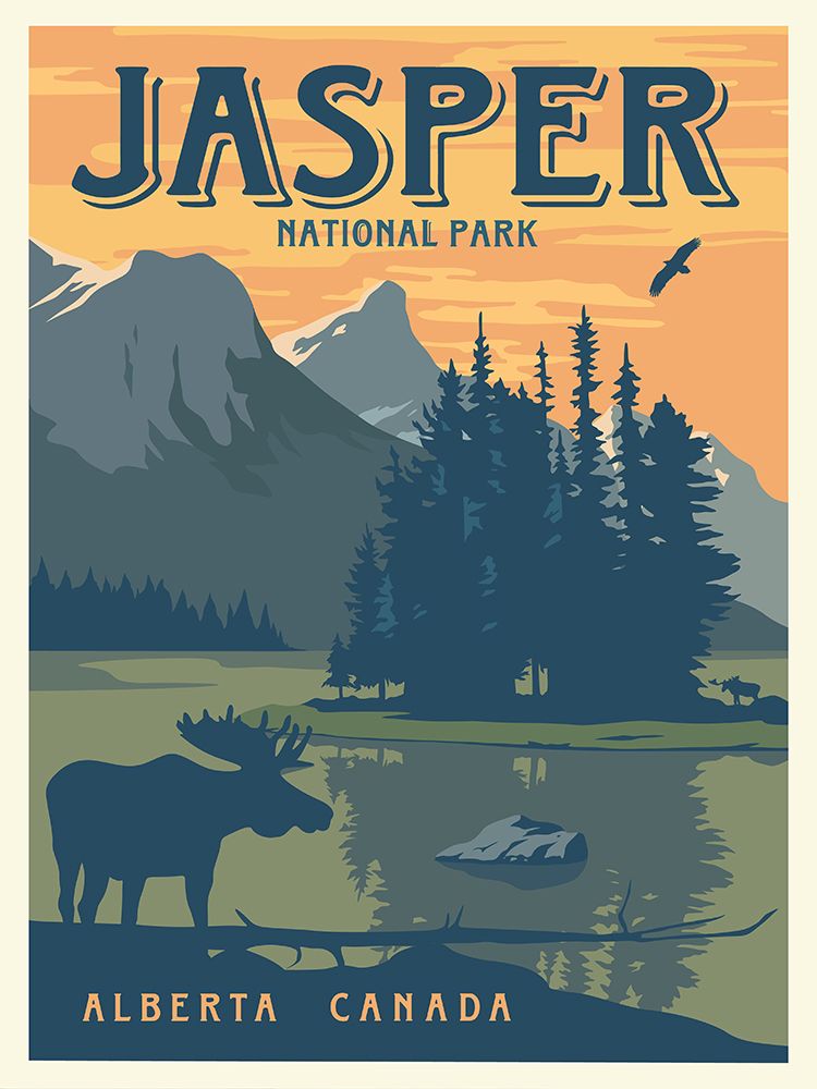 Jasper National Park Travel Print art print by Retrodrome for $57.95 CAD