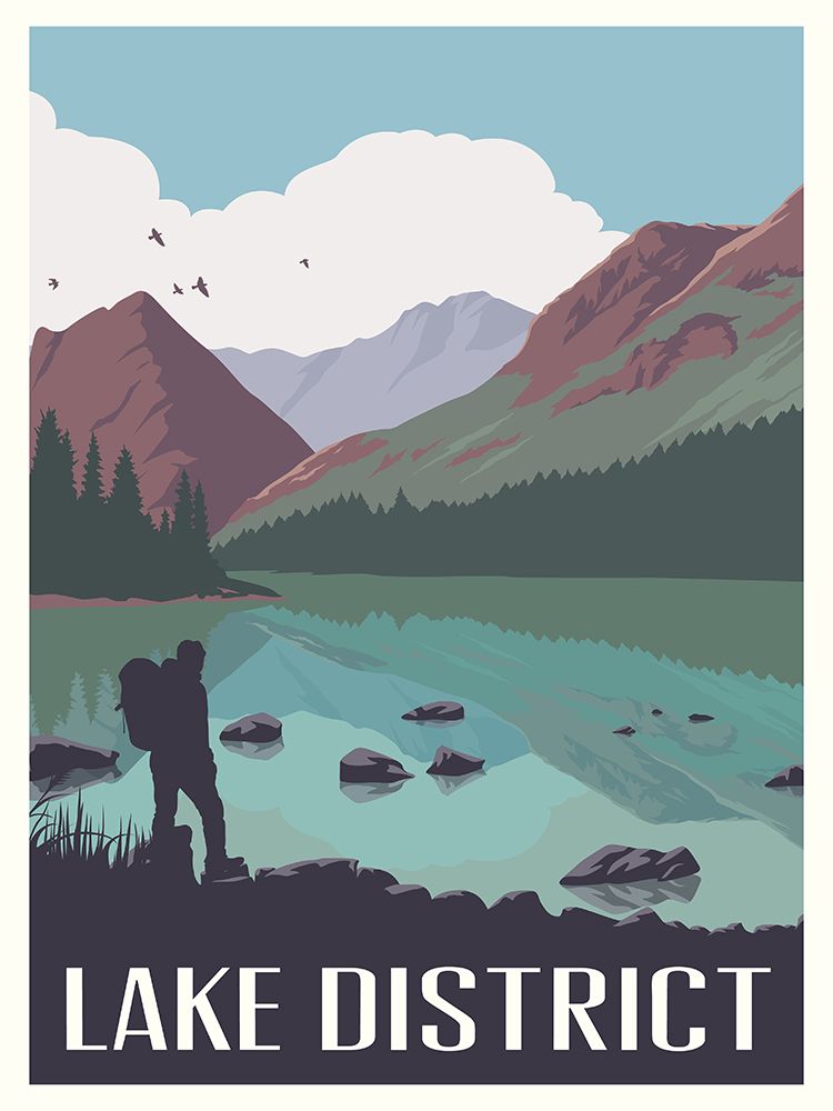 Lake District Travel Print art print by Retrodrome for $57.95 CAD