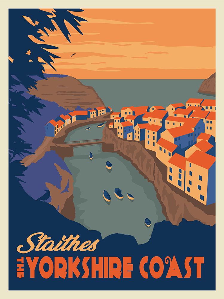 Staithes Yorkshire Travel Print art print by Retrodrome for $57.95 CAD