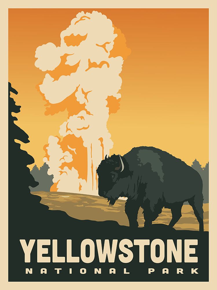 Yellowstone National Park Travel Print art print by Retrodrome for $57.95 CAD