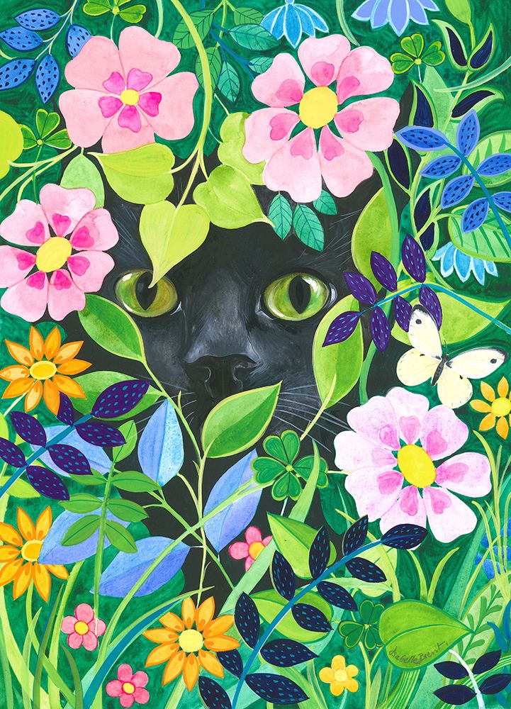 Secret Garden Hidden Cat Art art print by Isabelle Brent for $57.95 CAD