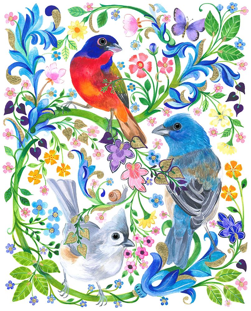 American Buntings and Titmouse Birds art print by Isabelle Brent for $57.95 CAD