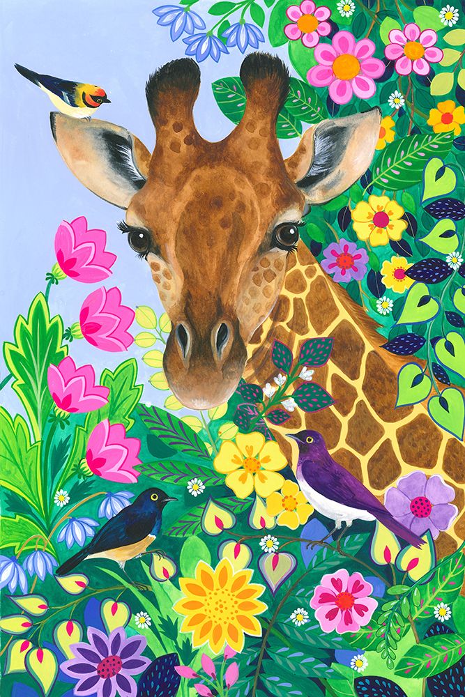 Giraffe and Birds art print by Isabelle Brent for $57.95 CAD
