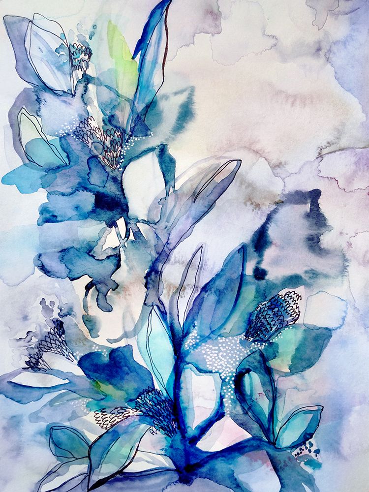 Aqua Floral art print by Gemma Bardot for $57.95 CAD
