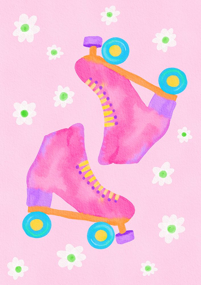 Roller Skates Pink art print by Baroo Bloom for $57.95 CAD