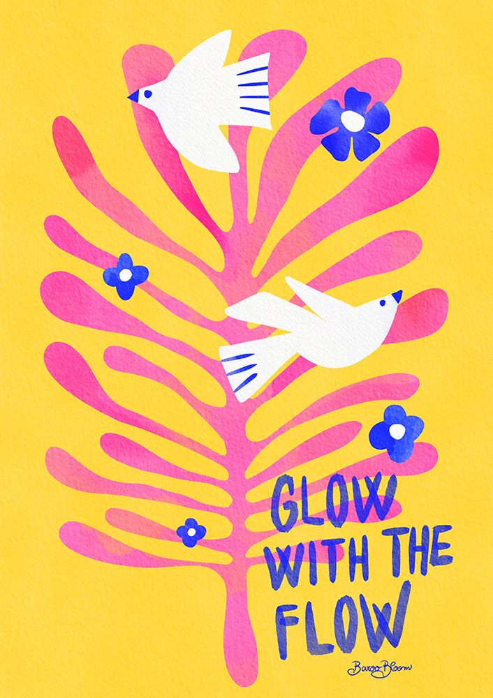 Birds - Glow with the Flow pink art print by Baroo Bloom for $57.95 CAD