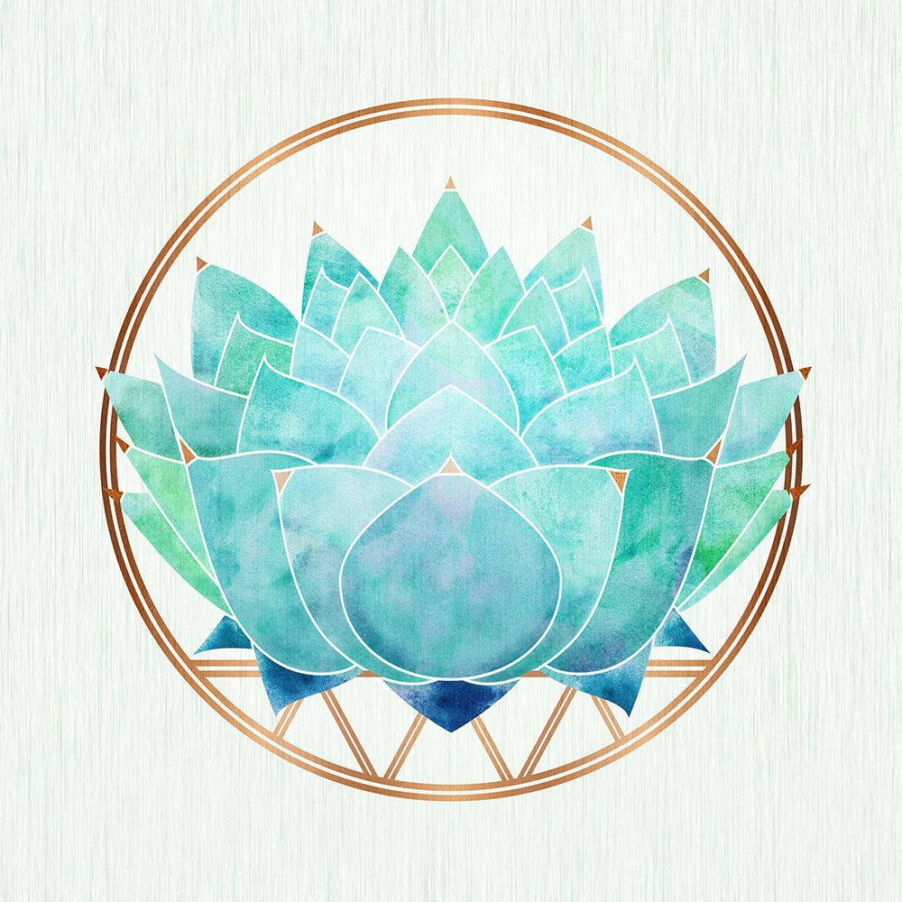 Zen Teal Lotus art print by Kristian Gallagher for $57.95 CAD