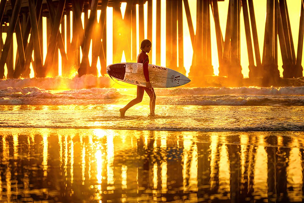 Sunset Surf Session art print by Linda Arnado for $57.95 CAD