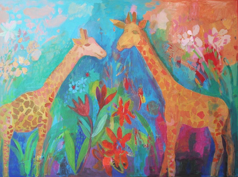 Giraffes In Love art print by Iria Fernandez for $57.95 CAD