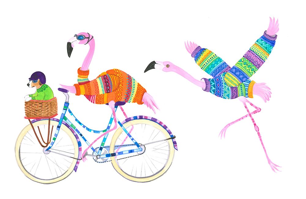 Flamingo Chase art print by Isabelle Brent for $57.95 CAD