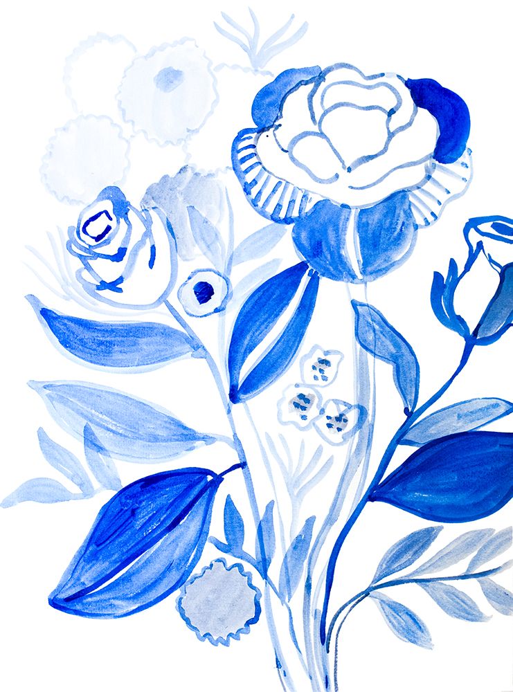 Indigo Flowers art print by Iria Fernandez for $57.95 CAD