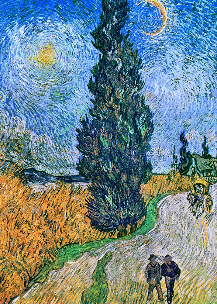 Vincent Van Goghs Road With Cypress And Star 1890 art print by Pictufy for $57.95 CAD