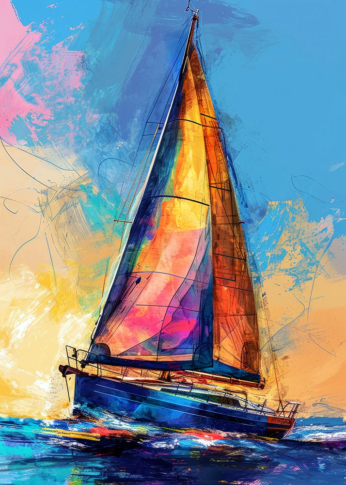 Yacht racing sport art 19 art print by Justyna Jaszke for $57.95 CAD