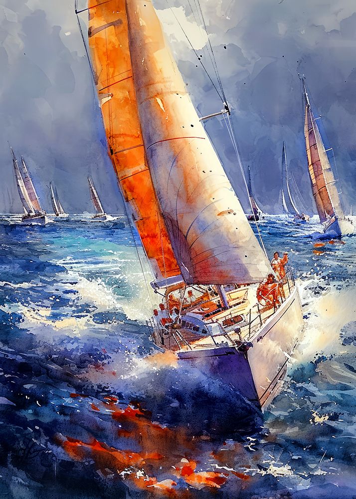Yacht racing sport art 25 art print by Justyna Jaszke for $57.95 CAD