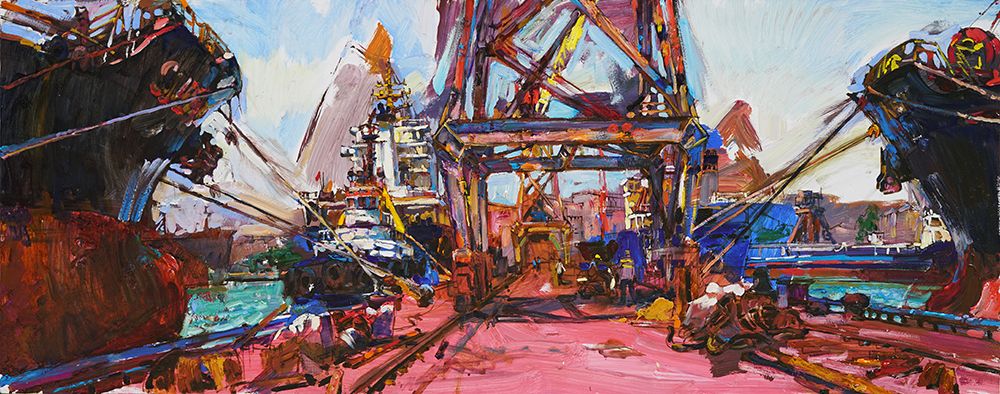 Ship repair dock art print by Andrii Kutsachenko for $57.95 CAD