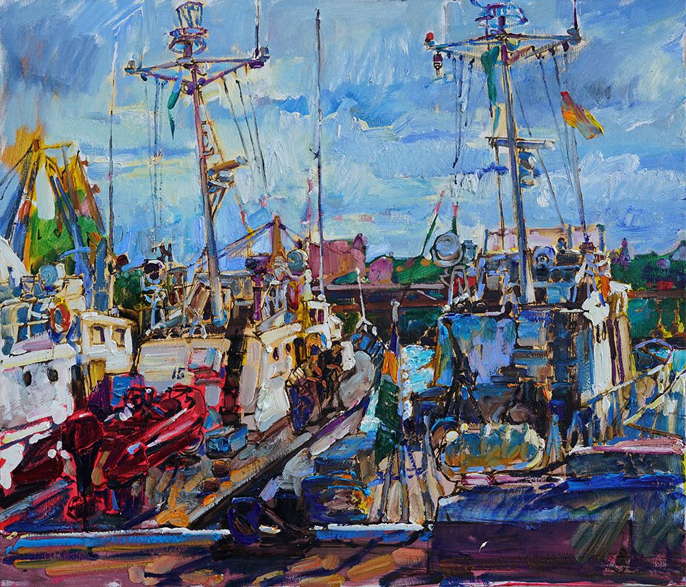 Border boats art print by Andrii Kutsachenko for $57.95 CAD