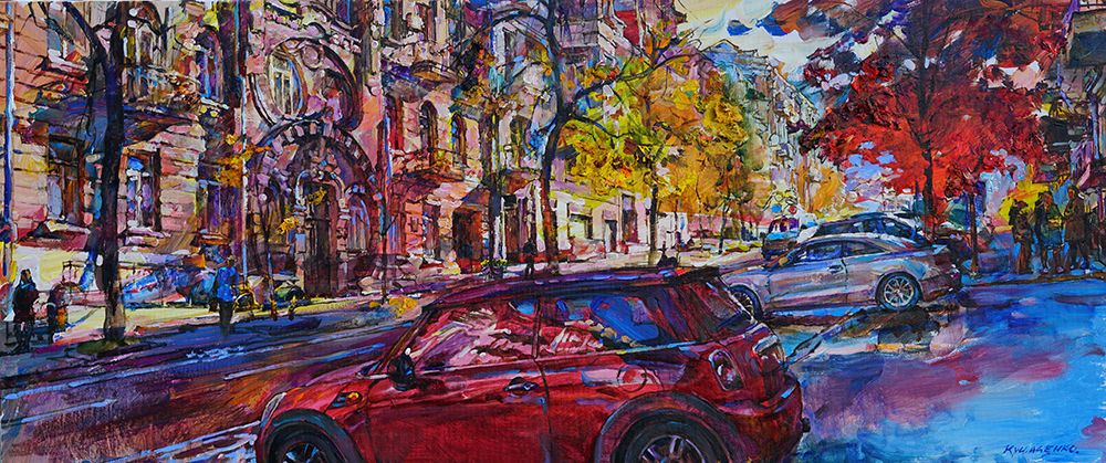 Landscape with Mini Cooper art print by Andrii Kutsachenko for $57.95 CAD