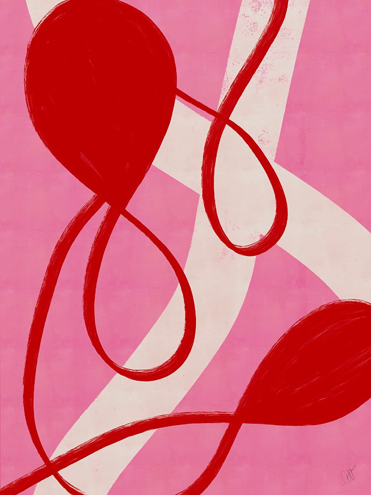 Red and Pink Abstract art print by Anne-Marie Volfova for $57.95 CAD