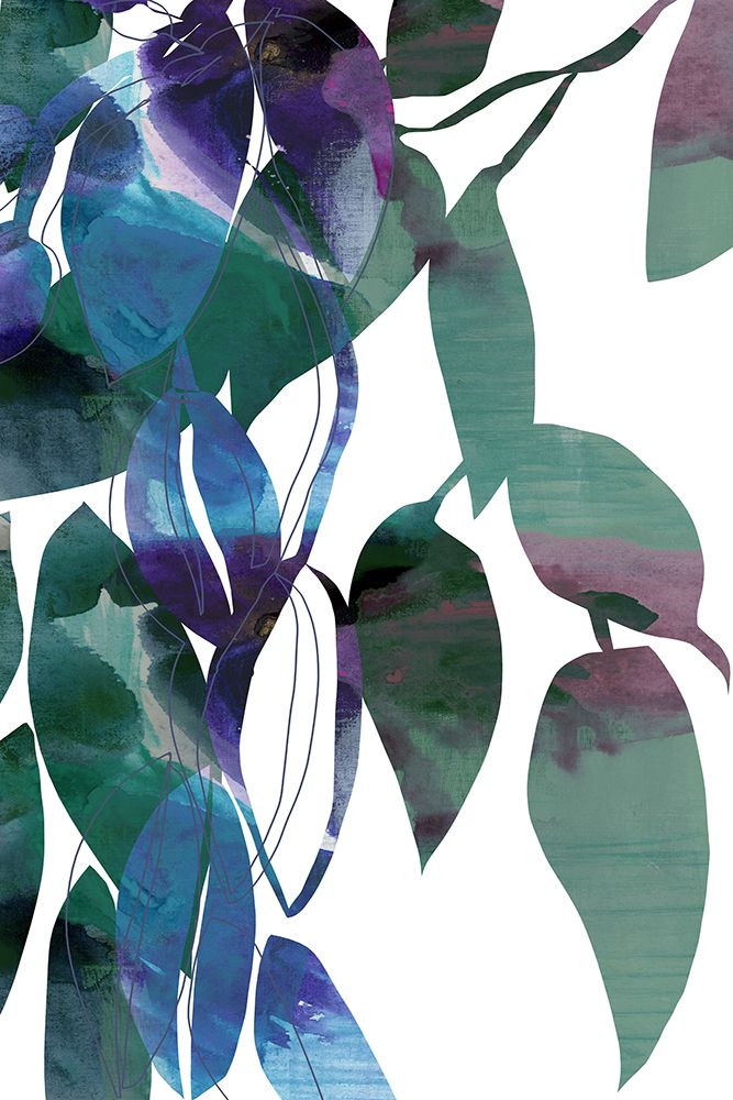 Botanical Leaf Print Art In Navy Blue 1 art print by Cartissi for $57.95 CAD