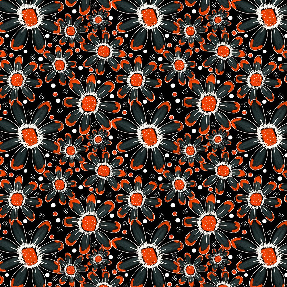 Cool Florals Orange On Black art print by Michele Channell for $57.95 CAD