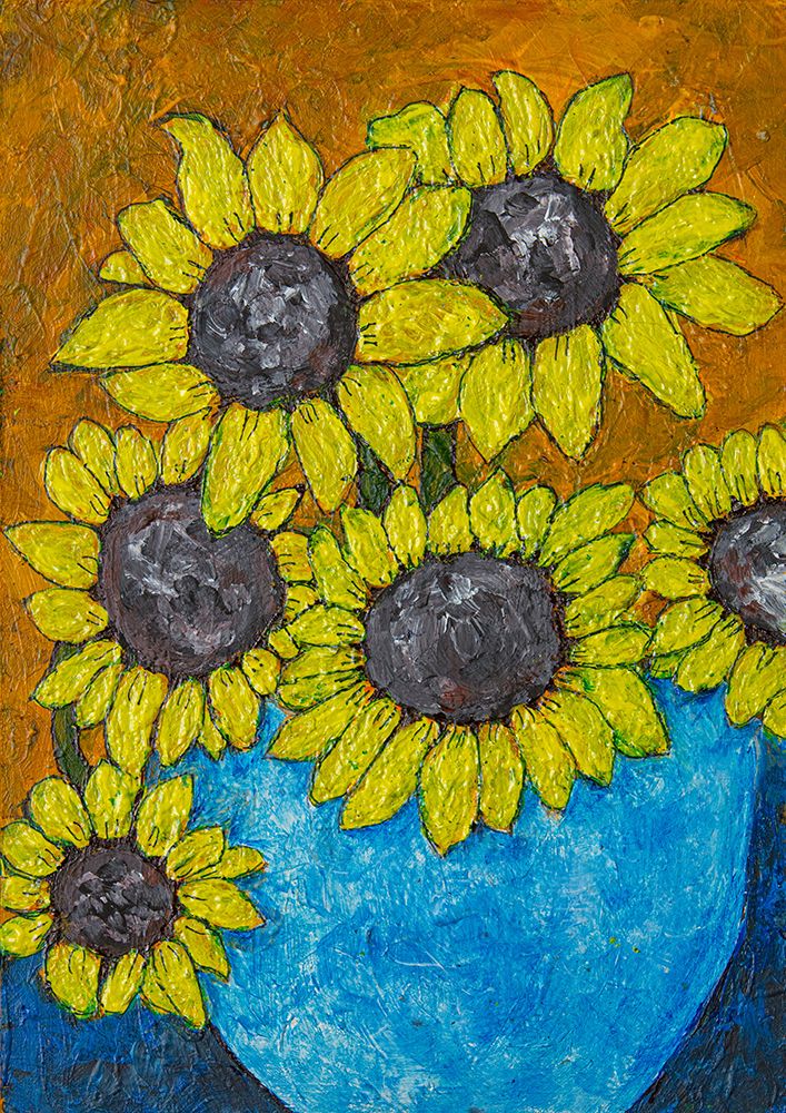 Sunfowers In Blue Vase art print by Dale Hefer for $57.95 CAD