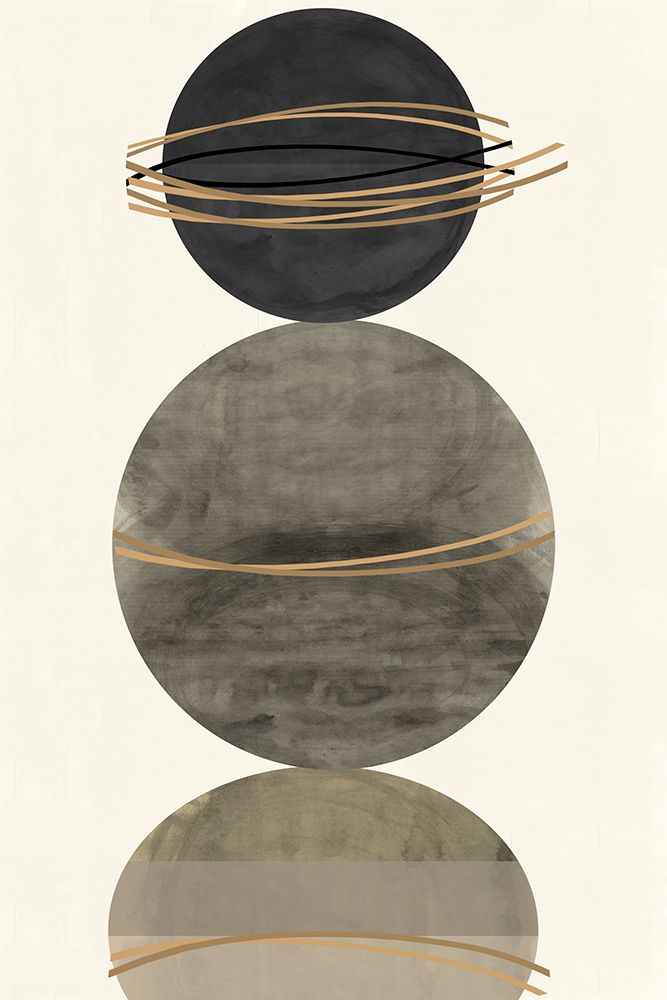 3 Grey and Gold Spheres 2 art print by Project C for $57.95 CAD