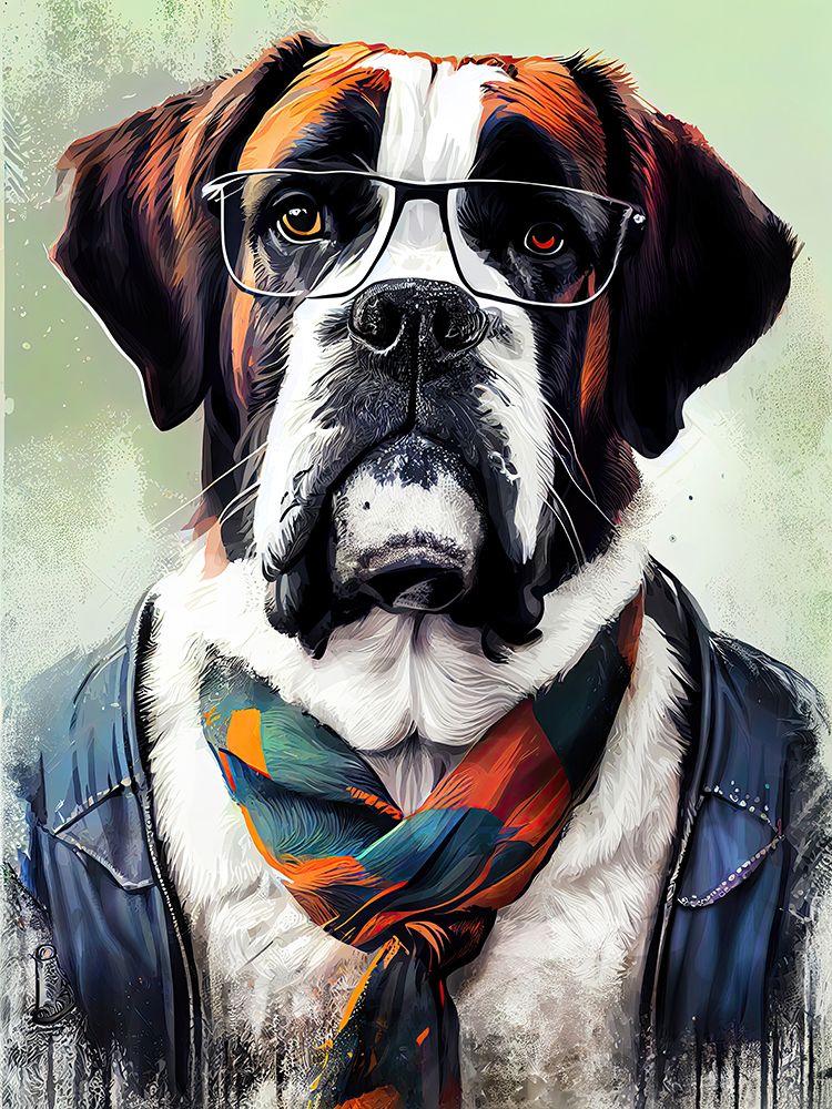 Hipster dog animal art art print by Justyna Jaszke for $57.95 CAD