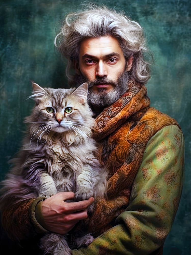 Man With A Cat art print by Justyna Jaszke for $57.95 CAD