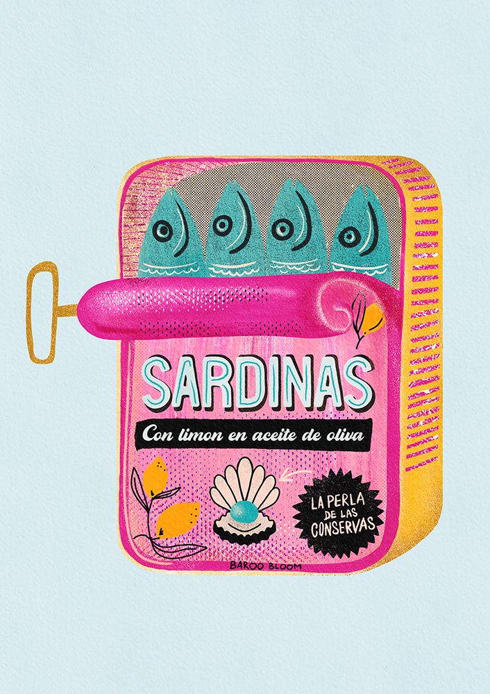 Sardines Tin Can art print by Baroo Bloom for $57.95 CAD