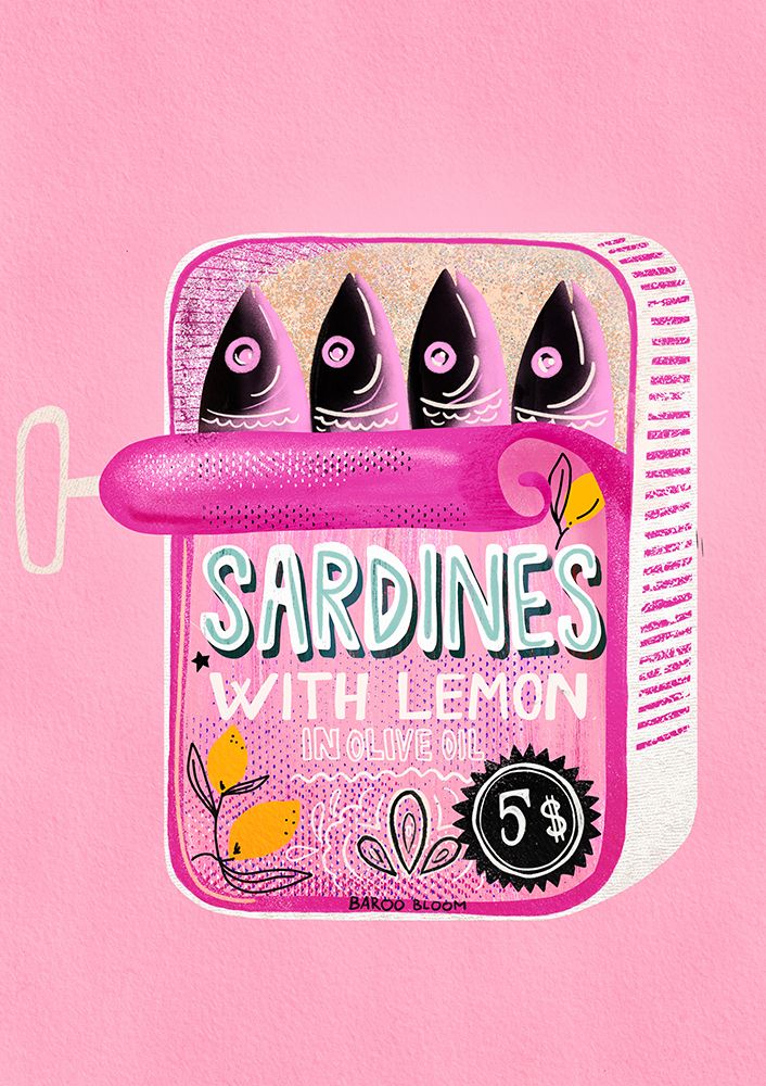 Sardines Tin Can Pink art print by Baroo Bloom for $57.95 CAD