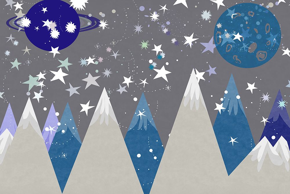 Night Sky Midnight Blue Kids Room Mural art print by Project C for $57.95 CAD