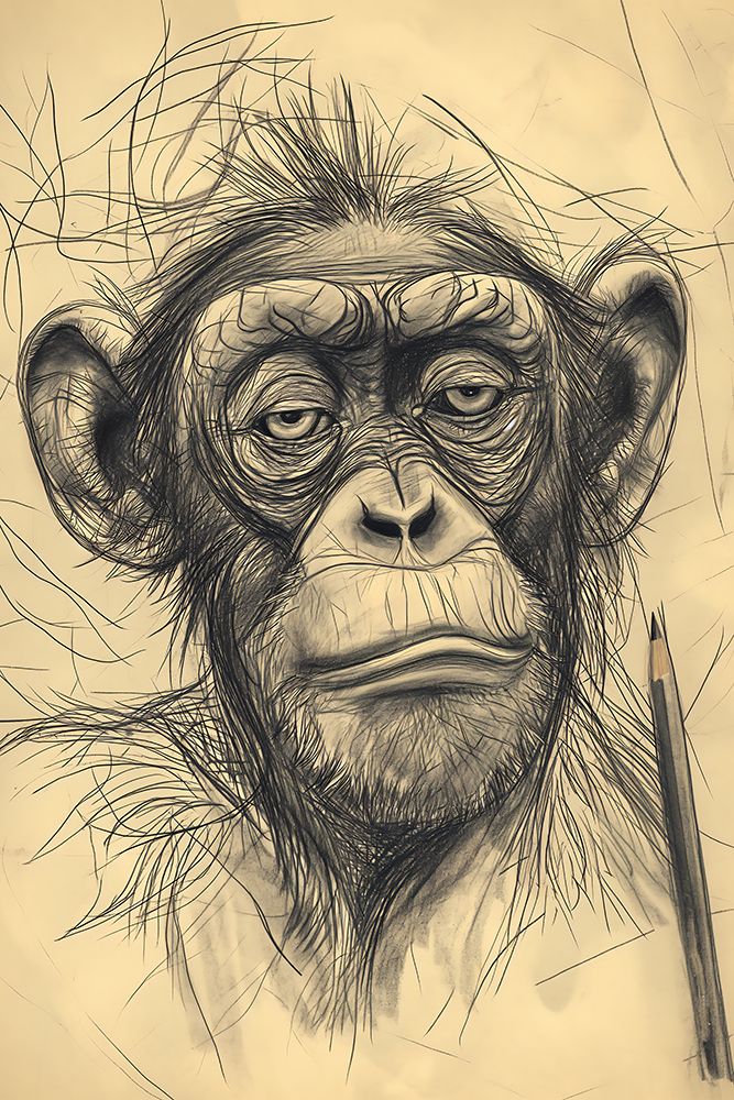 Monkey drawing art print by Andreas Magnusson for $57.95 CAD