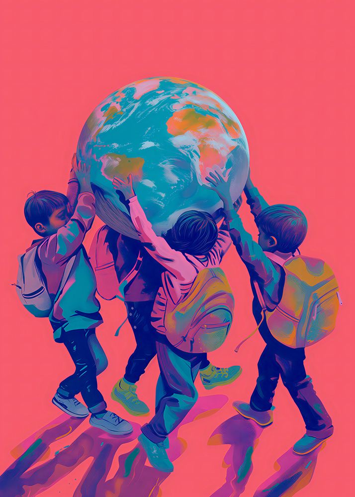 Children Carrying the World art print by Andreas Magnusson for $57.95 CAD