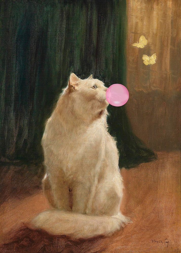 Bubble Gum and Cat art print by The Art Concept for $57.95 CAD