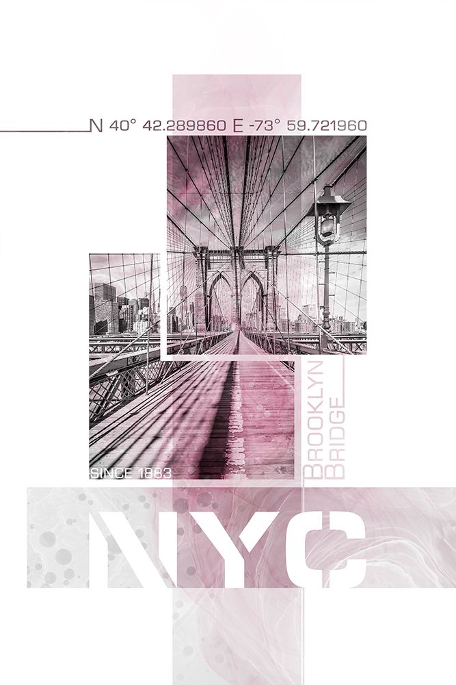 Poster Art NYC Brooklyn Bridge | pink marble art print by Melanie Viola for $57.95 CAD
