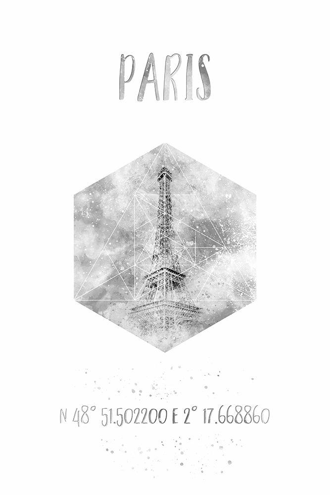 Coordinates PARIS Eiffel Tower | monochrome watercolor art print by Melanie Viola for $57.95 CAD