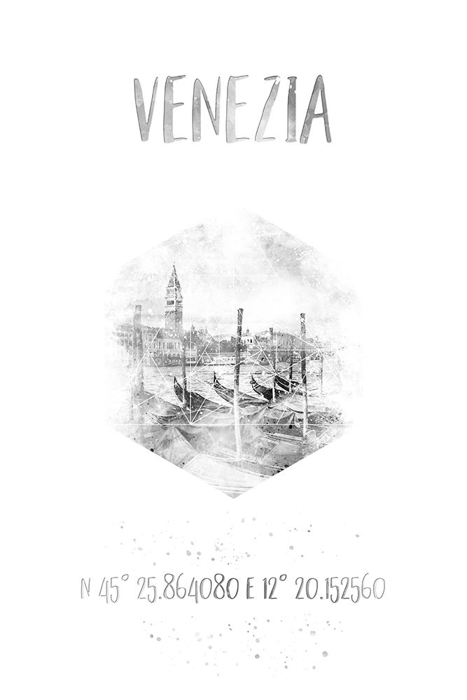 Coordinates VENICE Grand Canal | monochrome watercolor art print by Melanie Viola for $57.95 CAD
