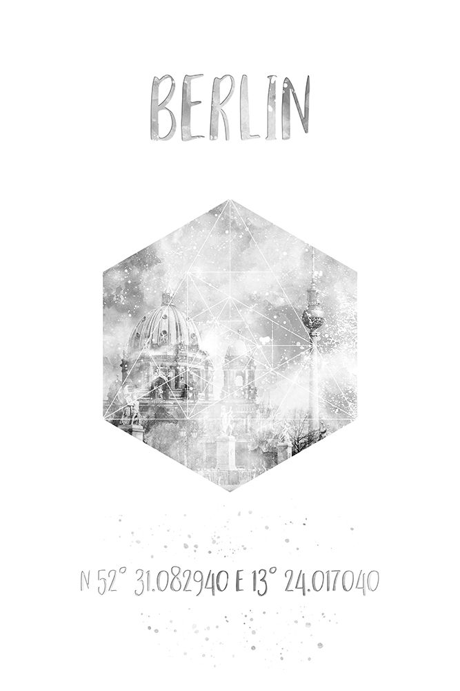Coordinates BERLIN CATHEDRAL a TELEVISION TOWER | monochrome watercolor art print by Melanie Viola for $57.95 CAD