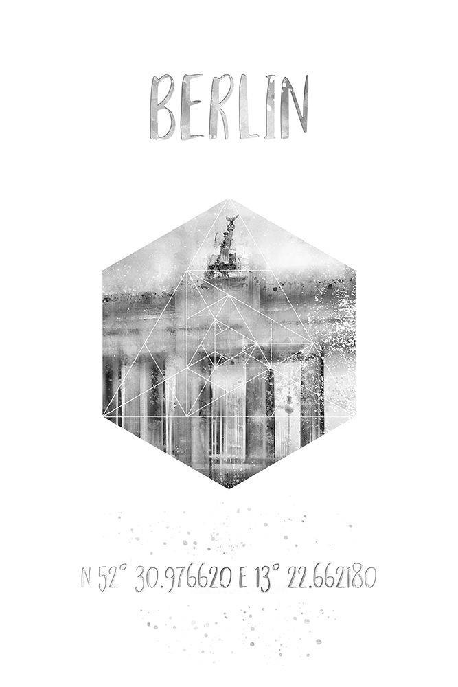 Coordinates BERLIN Brandenburg Gate |  monochrome watercolor art print by Melanie Viola for $57.95 CAD