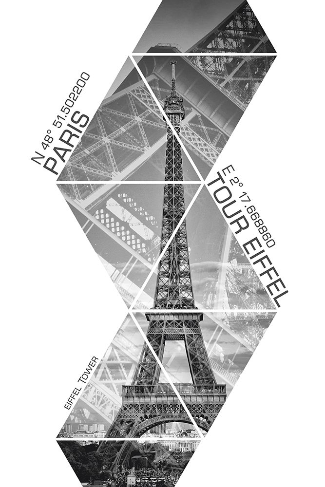 Coordinates PARIS Eiffel Tower | monochrome art print by Melanie Viola for $57.95 CAD