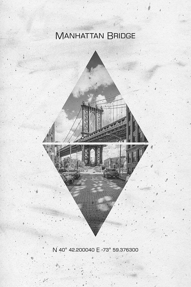 Coordinates NEW YORK CITY Manhattan Bridge art print by Melanie Viola for $57.95 CAD