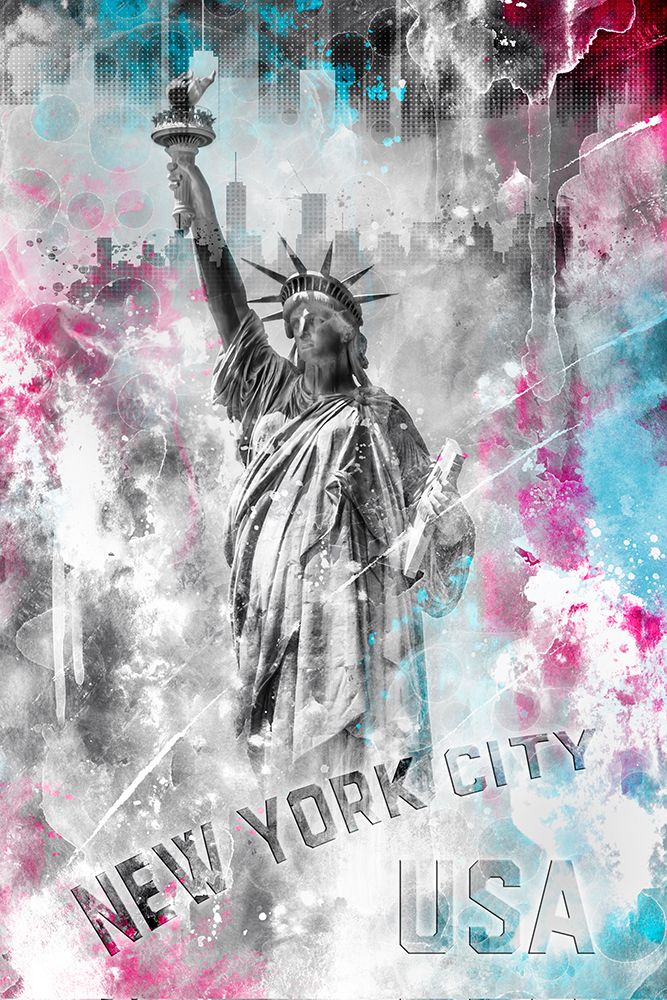 POP ART Statue of Liberty - Splashes art print by Melanie Viola for $57.95 CAD