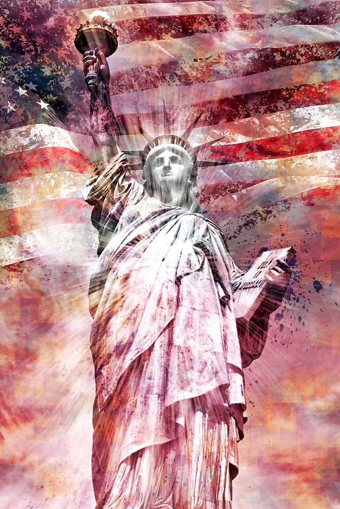 Modern Art STATUE OF LIBERTY - red art print by Melanie Viola for $57.95 CAD
