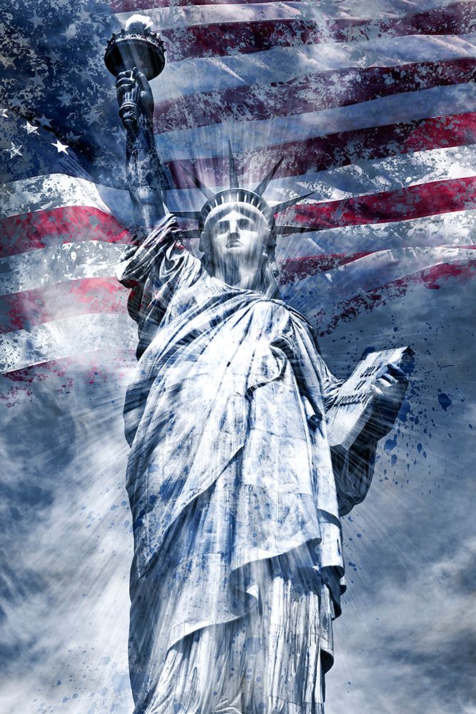 Modern Art STATUE OF LIBERTY | blue art print by Melanie Viola for $57.95 CAD