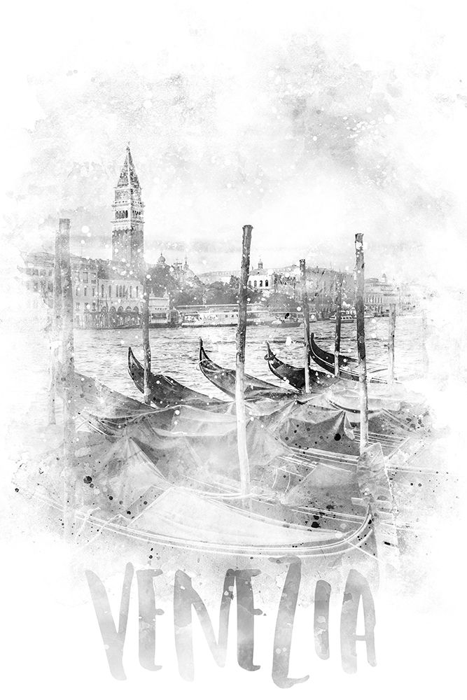 Monochrome Art VENICE Canal Grande | watercolor art print by Melanie Viola for $57.95 CAD