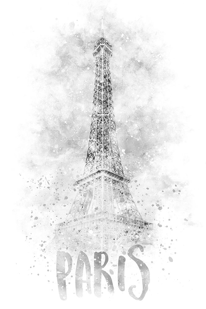 Monochrome Art PARIS Eiffel Tower | watercolor art print by Melanie Viola for $57.95 CAD